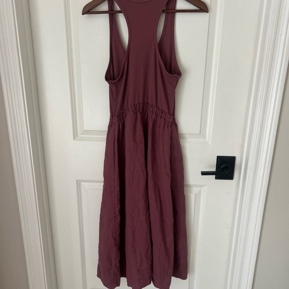 Athleta Women's Sleeveless Midi Dress Tawny Rose Baja Linen Sz S Athleisure - Picture 6 of 10